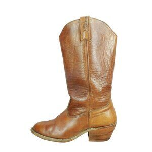 Vintage Bort Carleton Boots Size 6.5 M Brown Leather Pull On Western Cowboy